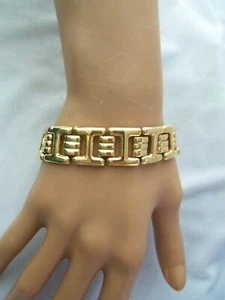 Vintage Monet vergoldet ausgefallenes Glieder Design Armreif Armband - Bild 1 von 9