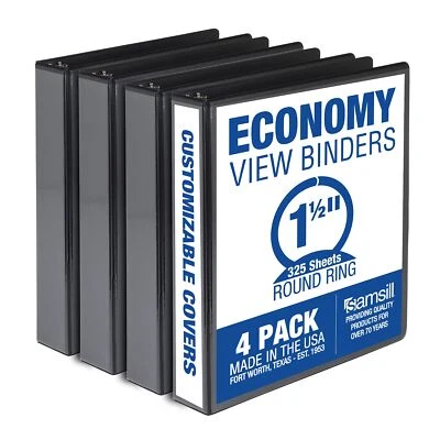 1.5 Inch 3 Ring Binders Made In Usa Economy Round Ring Clear View Cover 325 Shee - Image 1 of 4