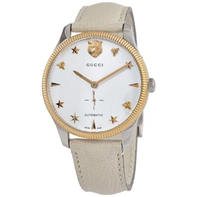 Gucci G-Timeless SWISS Automatic Silver Dial Leather Strap Men's Watch YA126348 - Image 1 of 4