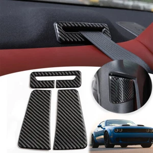 Para Dodge Challenger 15-21 Fibra de Carbono Cinturón de Seguridad Botón Panel Cubierta Borde - Imagen 1 de 12