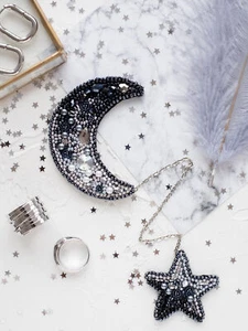 Hágalo usted mismo Kit para hacer joyas "Luna", broche con cuentas de semillas, kit de bordado de cuentas - Imagen 1 de 3
