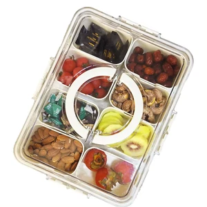 Large Divided Serving Tray with Lid and Handle, Snackle Box Container for Travel - Picture 1 of 11