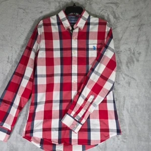 U.S. Polo Assn. Men’s Long Sleeve Plaid Button-Up Shirt – Red/White/Blue – M - Picture 1 of 7