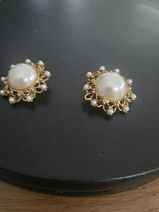 Pendientes de clip vintage @FO y Erwin con perlas de oro y perlas (11) - Imagen 1 de 5