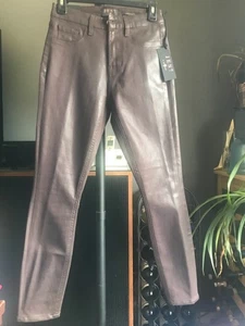 7 for all mankind Jen7 ankle skinny pants sz 2 stretch women's coated brown - Picture 1 of 17