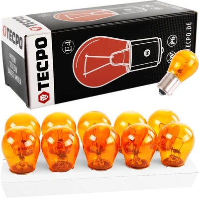 50x TECPO PY21W BLINKERBIRNEN ORANGE 12V 21W BLINKER-LAMPE BAU15S KUGELLAMPE - Bild 1 von 4