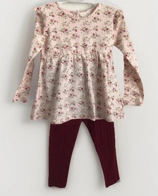 ¡NUEVO CON ETIQUETAS!-LAURA ASHLEY-4T-Niña 2 piezas Conjunto-Top Floral Rosa y Leggings Tejidos-Arándano  Foto 1 de 4