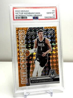 Victor Wembanyama /49 Introductions Orange Rookie PSA 10 Panini Mosaic 2023 - Bild 1 von 4