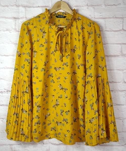 Lauren Ralph Lauren Floral Pleated Sleeve Blouse Womens Size XL Cottagecore Boho - Picture 1 of 12