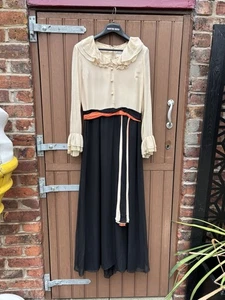 Vintage LAURA CRAIG LONDON Frilled Collar And Cuffs Dress ~ Says 16 More 10/12 - Picture 1 of 9