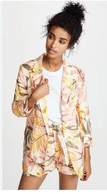 Joie Kishina B Floral-Print Linen Blazer Size 6 Small - Image 1 of 4