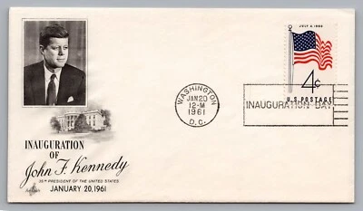1961 US Cover Inauguration Day John F. Kennedy JFK Washington DC 4Cent USA Flag - Image 1 of 2