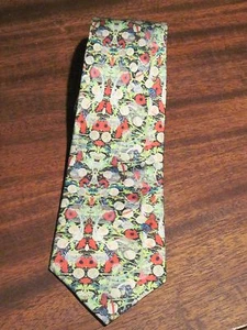 Original art luxury silk tie Valentines Day wedding mens gift Dandelion Poppy - Picture 1 of 5