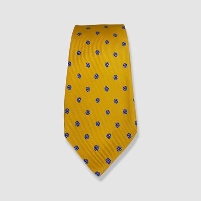 Corbata de cuello Kiton para hombre con estampado de puntos amarillos azules 59x3,75 Foto 1 de 3