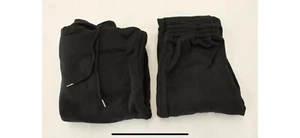 SHEIN Damen 2-teiliges festes Langarm Hoodie und Jogginghose Set schwarz Extra Large - Bild 1 von 6