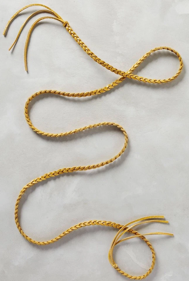 Cinto de trança de couro Anthropologie novo na embalagem, milho - M/L, borla trançada - Imagem 1 de 2