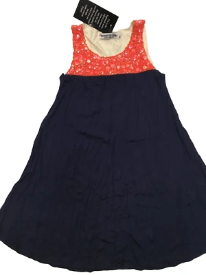 Flowers By Zoe Little Girl's Embroidered Dress, Navy/Coral , Size 4T - Image 1 of 3