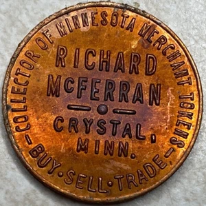 US Bicentennial Richard McFerran Crystal MN Arcade Trade Slot Token T4386 - Picture 1 of 5