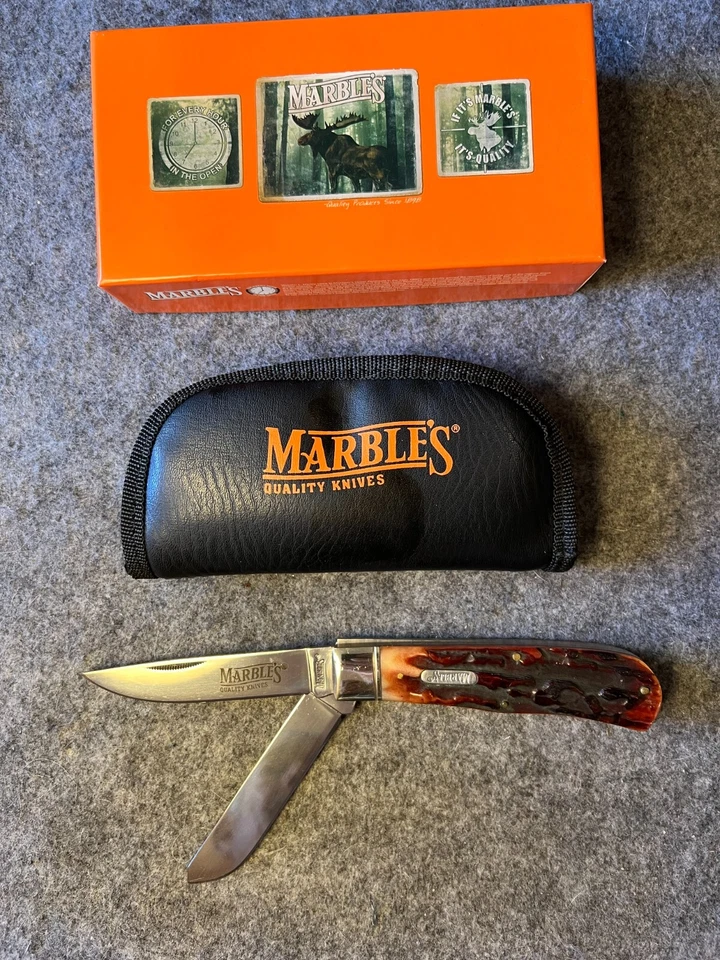 Marbles Stag Bone Jumbo Trapper Pocket Knife MR117 Handles Folding 2 Blade