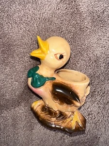 VTG ROYAL COPLEY Baby DUCK PLANTER BEAUTIFUL Brown YELLOW Pink - Picture 1 of 11
