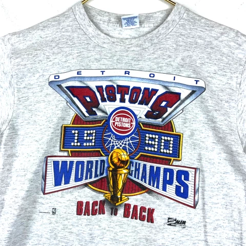 Vintage Detroit Pistons World Champs Salem T-shirt Large 1990 Nba Made Usa 90s Cover