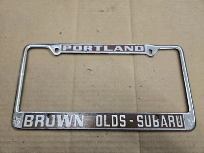 Porta-quadro marrom Oldsmobile Portland Oregon OU metal vintage placa de licença - Imagem 1 de 2