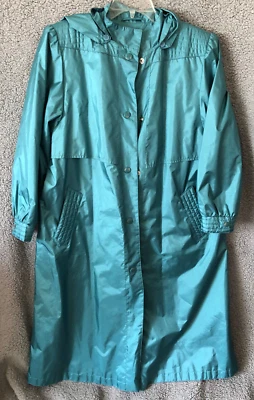 Abrigo Fleet Street para mujer verde azulado forrado cambio todo clima lluvia trinchera talla 10 Foto 1 de 4