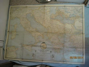 VINTAGE CLASSICAL LANDS OF THE MEDITERRANEAN MAP March 1940 National Geographic - Picture 1 of 1