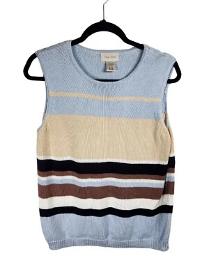 Chaleco tejido Studio Works para mujer grande sin mangas a rayas Foto 1 de 4