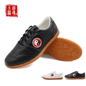 Leather Martial Arts Shoes Tai Chi Kungfu Sneakers Unisex Sport Taolu Footwear  - Picture 1 of 12