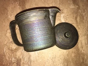 Art Pottery Small One Cup Teapot Metallic Muti Color With Lid - Picture 1 of 10
