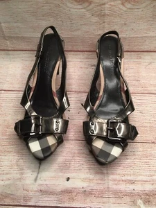 Burberry Women Plaid Slingback Pumps Sz. 40 Or 10 US - Picture 1 of 6