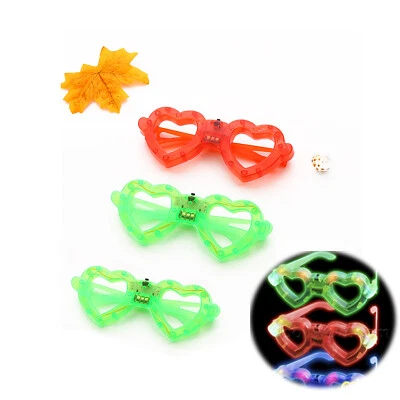 Óculos de LED iluminam óculos em forma de coração para festa de aniversário neon infantil adulto x 12 - Imagem 1 de 4