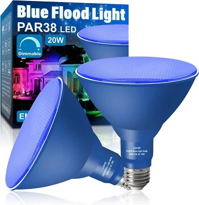 2 Pack-Dimmable,E26 Base Blue Flood Light Outdoor Flood Blue Light Bulb NEW - Image 1 of 4