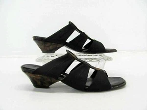 Donald J Pliner Women Sandal Shoe Hizzy Size 6M Black Brown Slide Pre Owned qp - Picture 1 of 12