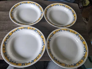 CUENCO DE SOPA CORELLE CASA FLORA BORDE PLANO RARO x 4 NUEVO ENVÍO GRATUITO A EE. UU. - Imagen 1 de 4