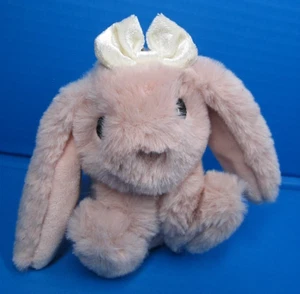 H & M Plush Bunny Rabbit Backpack Bag Clip - Keychain 6” x 4.25” Smoke Rose Soft - Picture 1 of 6
