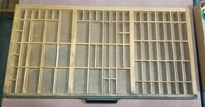 Antike Hamilton Holz Drucker Schublade Buchdruck Holz Tablett Shadowbox 16x32,25 - Bild 1 von 15