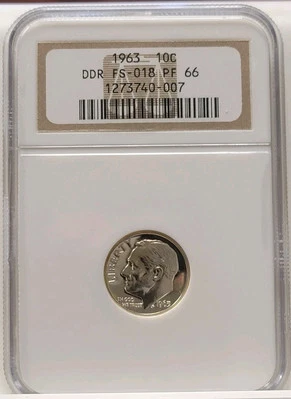 1963 Double Die Reverse Roosevelt FS-018 10c NGC PF66 -  - Image 1 of 4