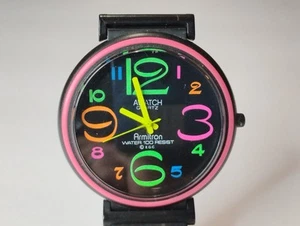 Vtg Armitron AWATCH Quartz Water Resistant Retro Multi-Colored Watch New Battery - Picture 1 of 6