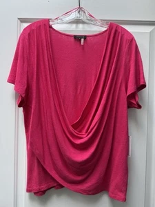 1 maglietta scollo a V State Wrap donna taglia XL misto lino nuova con etichette prezzo al pubblico $59 nuova rosa - Foto 1 di 7