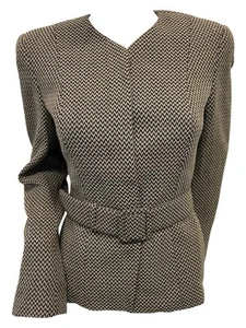 VTG 90s Giorgio Armani Structured Belted Wool Jacket Blazer Women’s IT 42/US 6 - Picture 1 of 10
