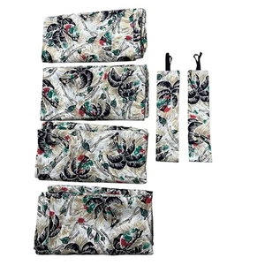 Fenstervorhang aus Stoff mit tropischem Motiv und passendem Halter, 4er Pack - Bild 1 von 8