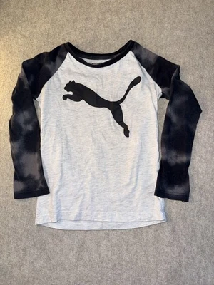 Puma мальчиков размер 7 реглан рукав рубашка, черный/серый - Изображение 1 из 3