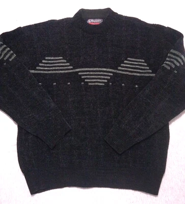 Report Collection Sweater Acrylic Black Long Sleeve Medium Ribbed Made in Turkey - Image 1 of 4