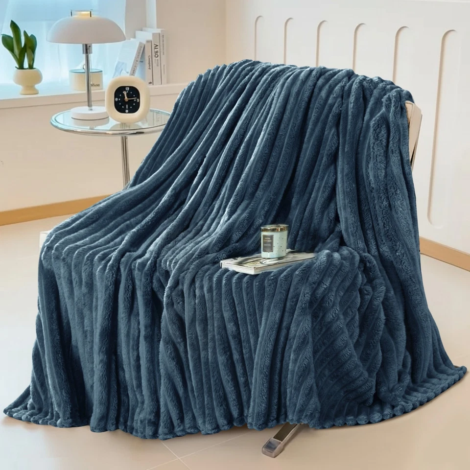 BEDDING SELLER Large Faux Fur Fleece Blanket 400 Gsm Super Soft Reversible Warm Sofa Bed Throws