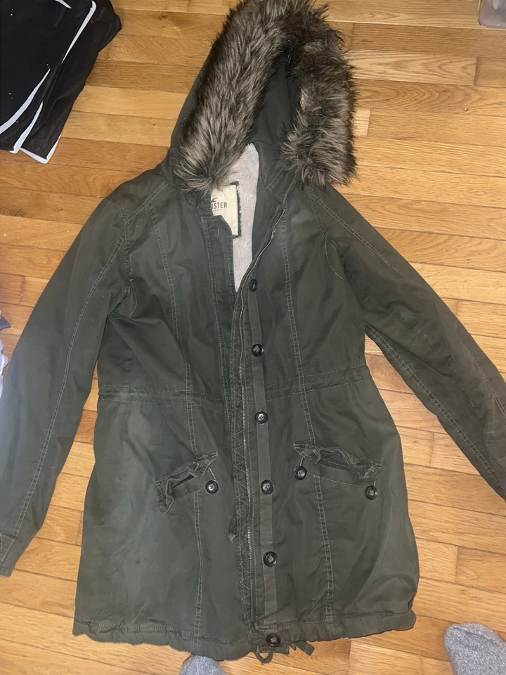 Parka para mujer Hollister Sherpa forrada de piel extraíble talla L, hasta la rodilla Foto 1 de 4