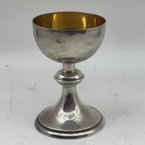 Vintage Spanish Silver-Plated Chalice with Gilt Interior – 6" Communion Cup - Picture 1 of 7