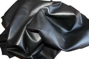 Italian genuine Lamb Lambskin leather 12 skins hides SOFT JET BLACK 80+sqf - Picture 1 of 1