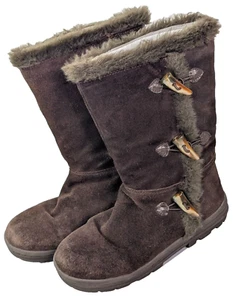 Bass Shiver Damen Stiefel Größe 8M Braun Wildleder Kunstfell Knebelknöpfe 5021-200 - Bild 1 von 12